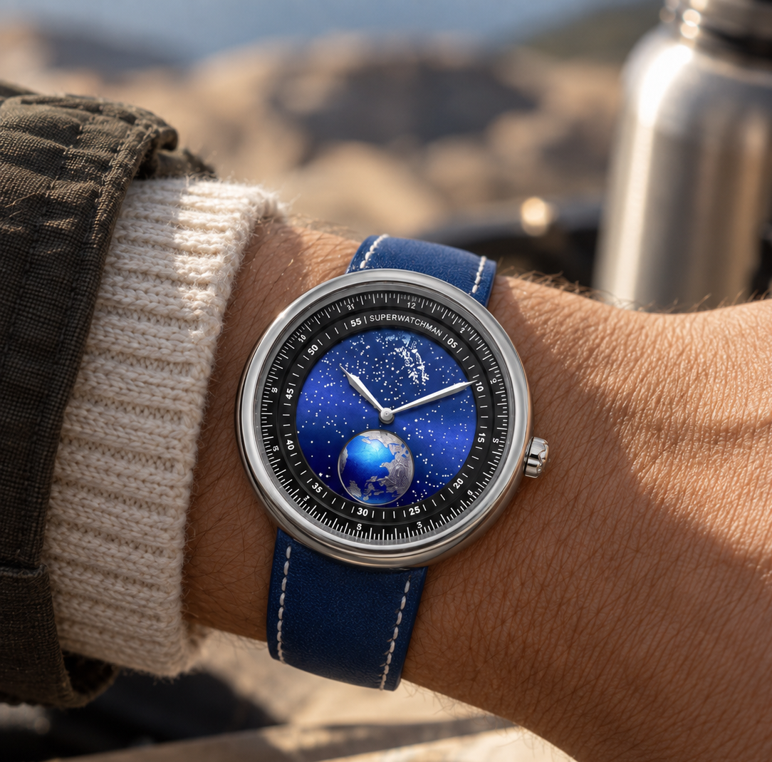 Earth Explorer on the wrist outdoors