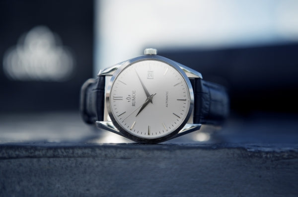 Tibble White / Silver with black crocodile-pattern calf leather strap